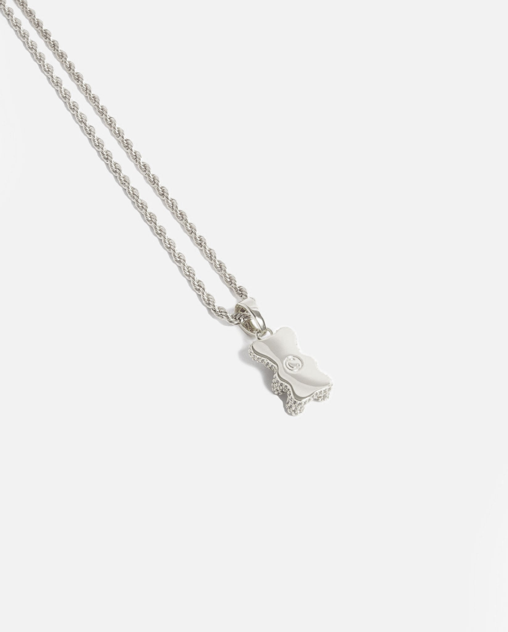 Iced Gummy Bear Pendant - White Gold - Cernucci